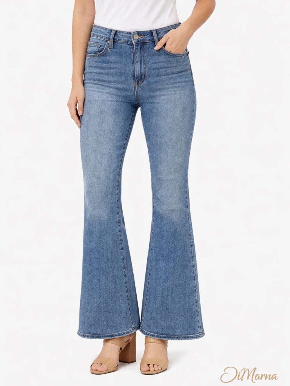 RSO Women's High Rise Flare Jeans Medium Wash‎ Blue Size 26